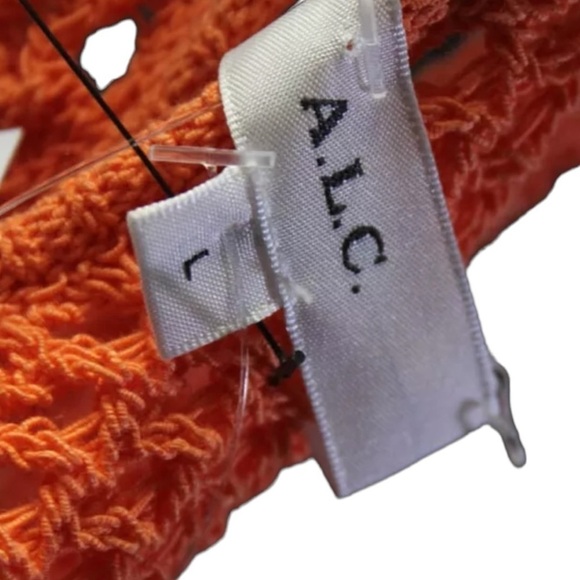 A.L.C. Roland Orange Crochet Racerback Sleeveless Knit Midi Dress Large NWT - Picture 8 of 9